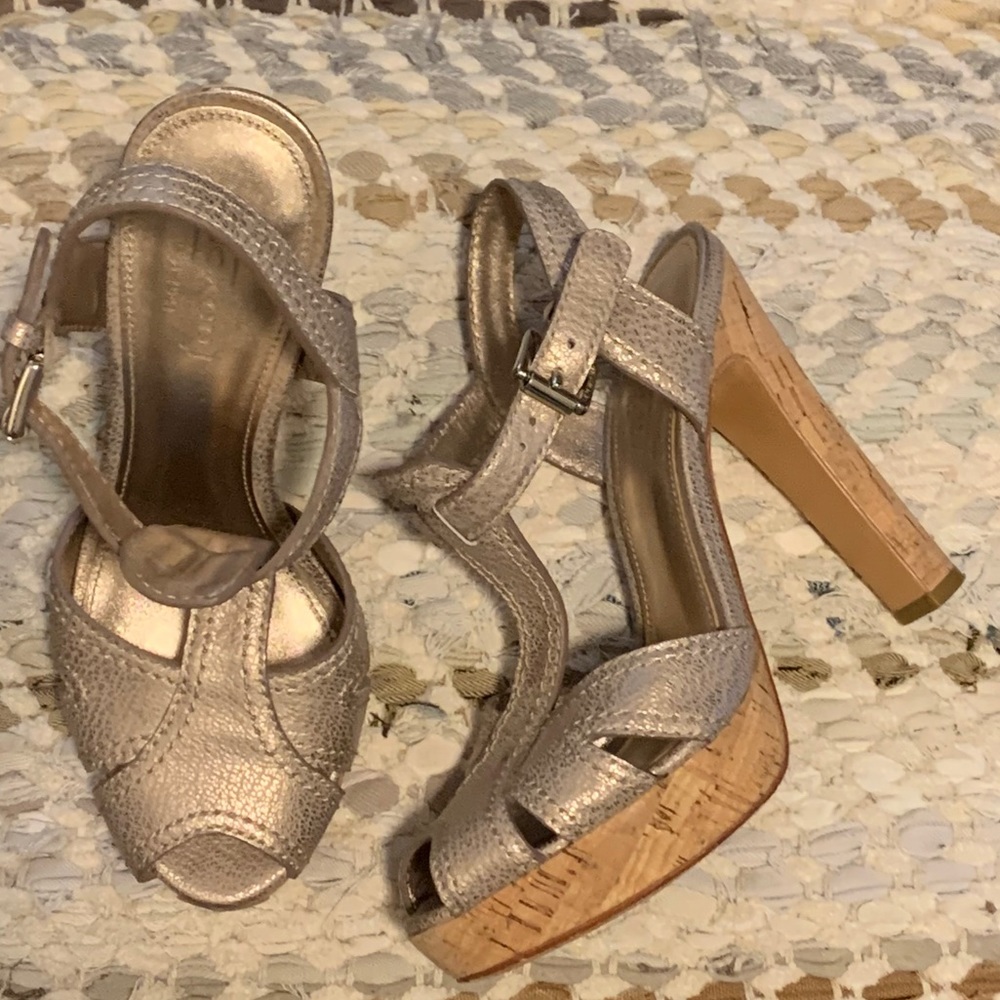 Coach Cork Sandals Metallic Champagne!